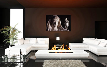 Divinized Augustus acrylic print by Storaro Art Collection - Augustus emperor sculpture with monumental marble composition in divine imperial atmosphere in premium wall art